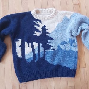 Hand knit wool scenic sweater